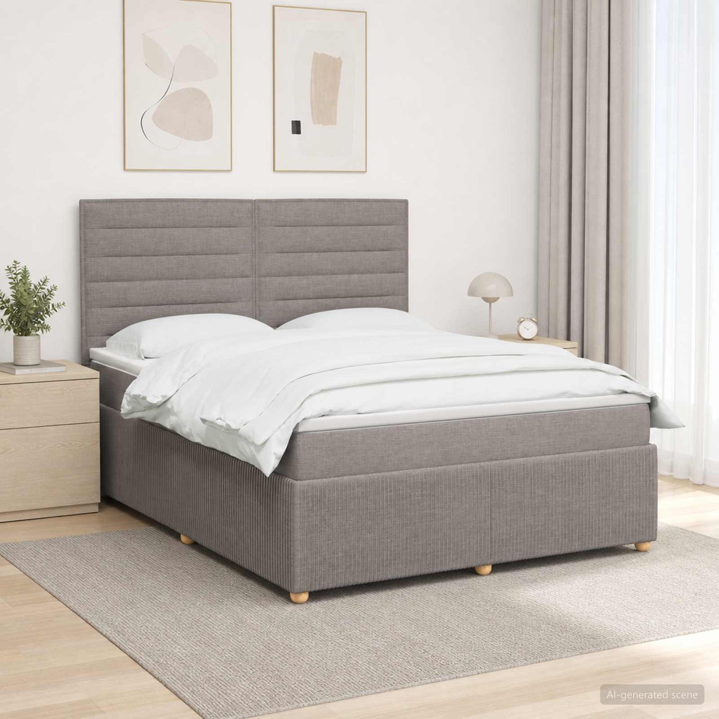 Letto box spring con materasso Tortora 140 x 200 cm Tessuto