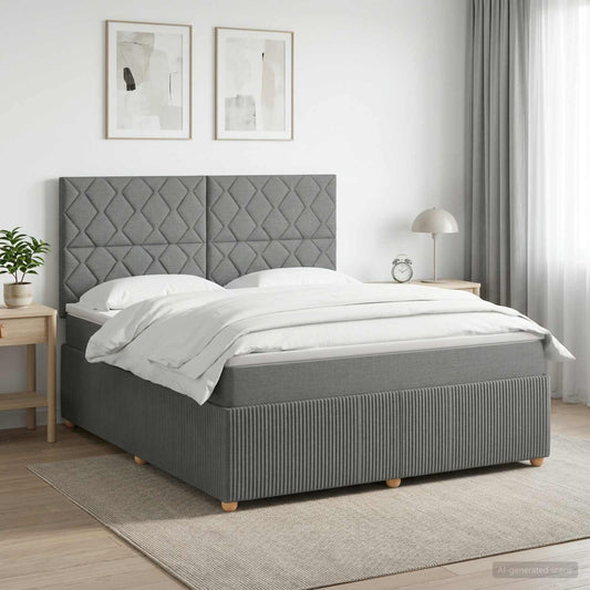 Letto box spring con materasso Grigio Scuro 140 x 200 cm