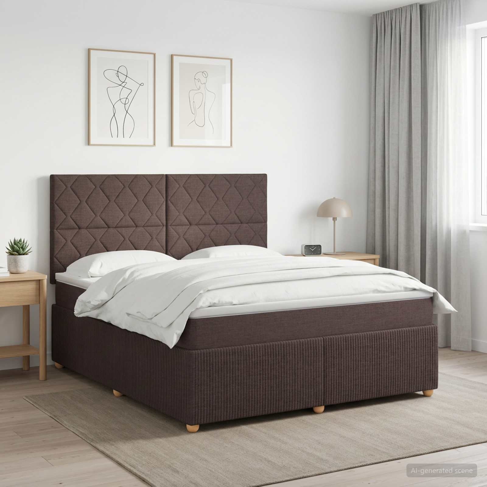 Letto box spring con materasso Marrone Scuro 140 x 190 cm | homemem39