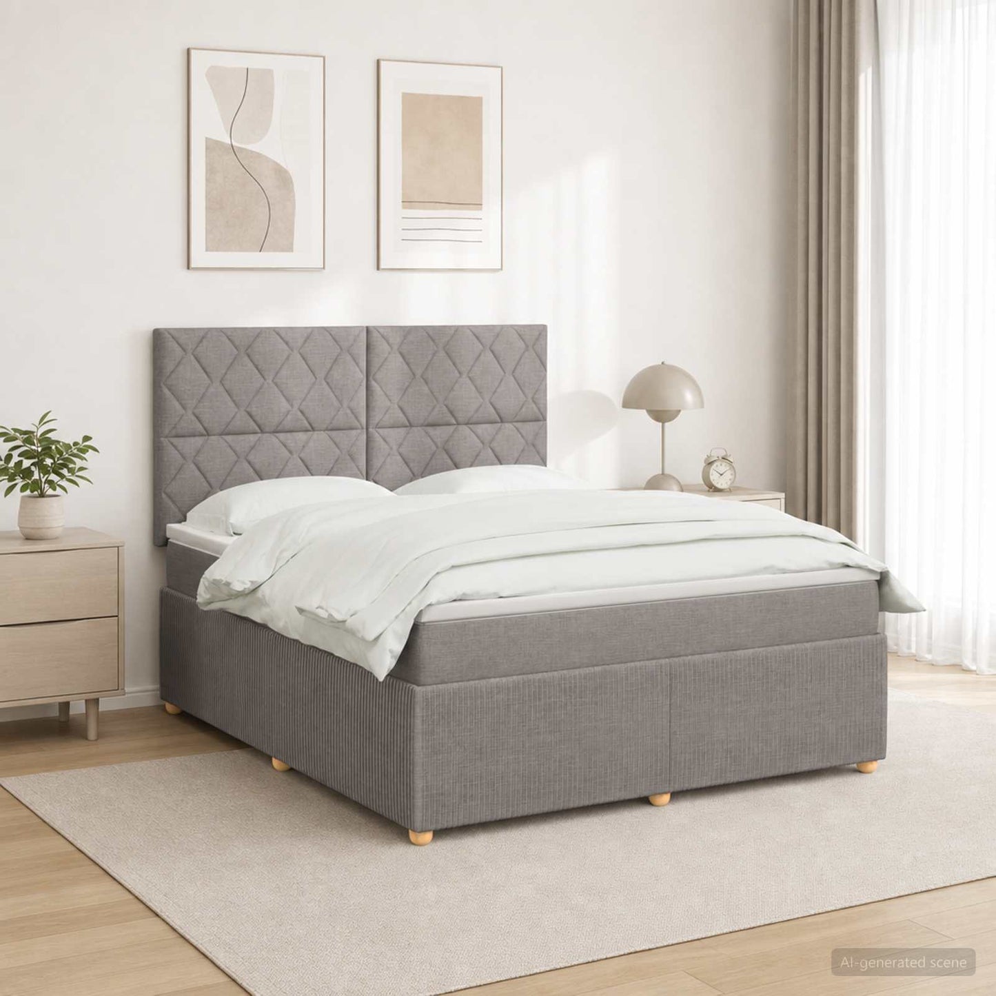 Letto box spring con materasso Tortora 160 x 200 cm Tessuto | homemem39