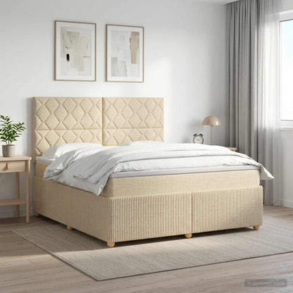 Letto box spring con materasso Crema 160 x 200 cm Tessuto | homemem39