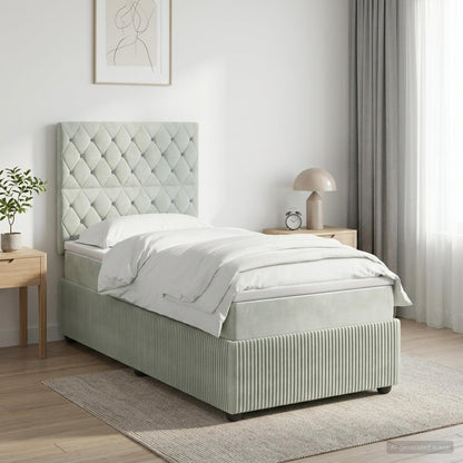 Letto box spring con materasso Grigio Chiaro 100 x 200 cm