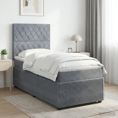 Letto box spring con materasso Grigio Scuro 80 x 200 cm Velluto | homemem39