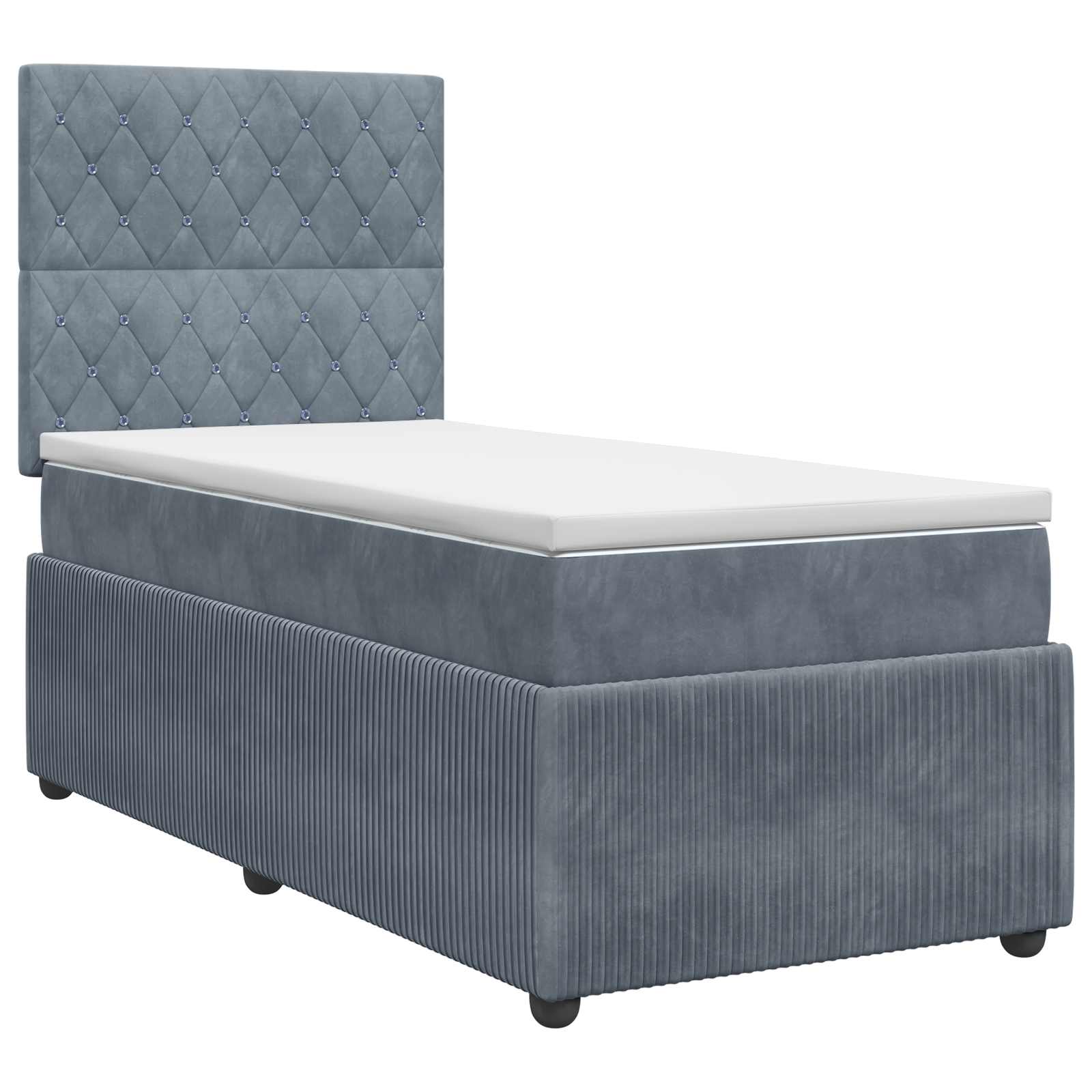 Letto box spring con materasso Grigio Scuro 80 x 200 cm Velluto | homemem39