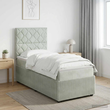 Letto box spring con materasso Grigio Chiaro Singolo Velluto | homemem39