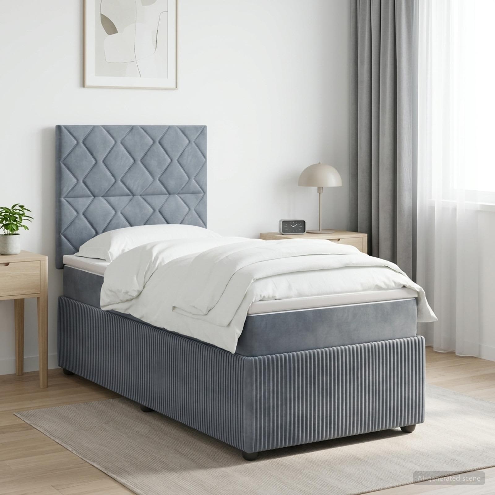Letto box spring con materasso Grigio Scuro 100 x 200 cm | homemem39