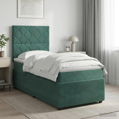 Letto box spring con materasso Verde Scuro 90 x 190 cm Velluto | homemem39