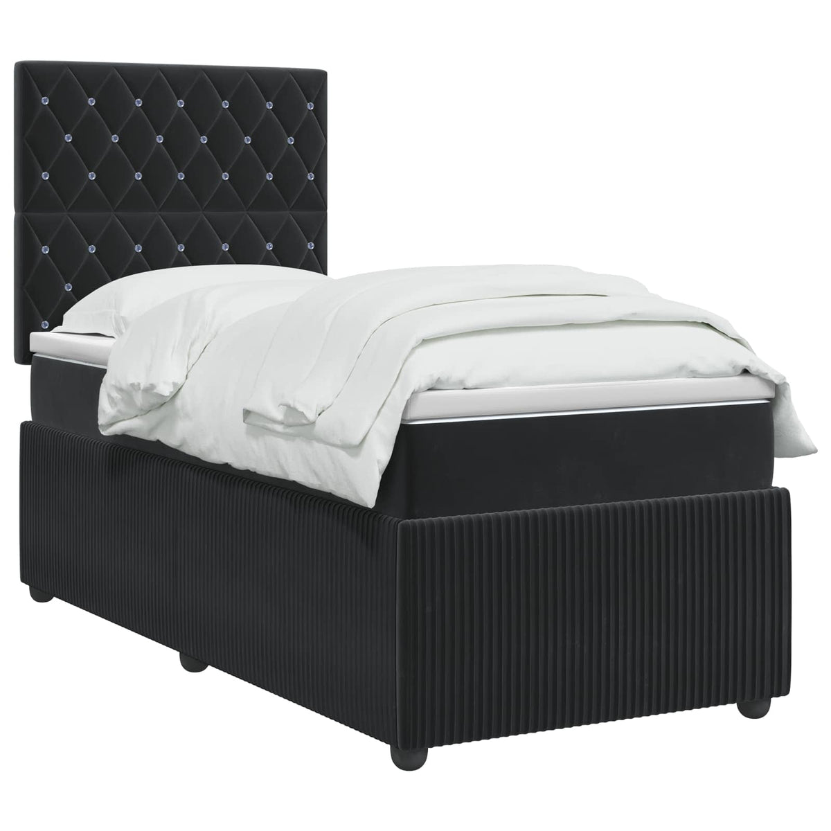 Letto box spring con materasso Nero 90 x 200 cm Velluto | homemem39