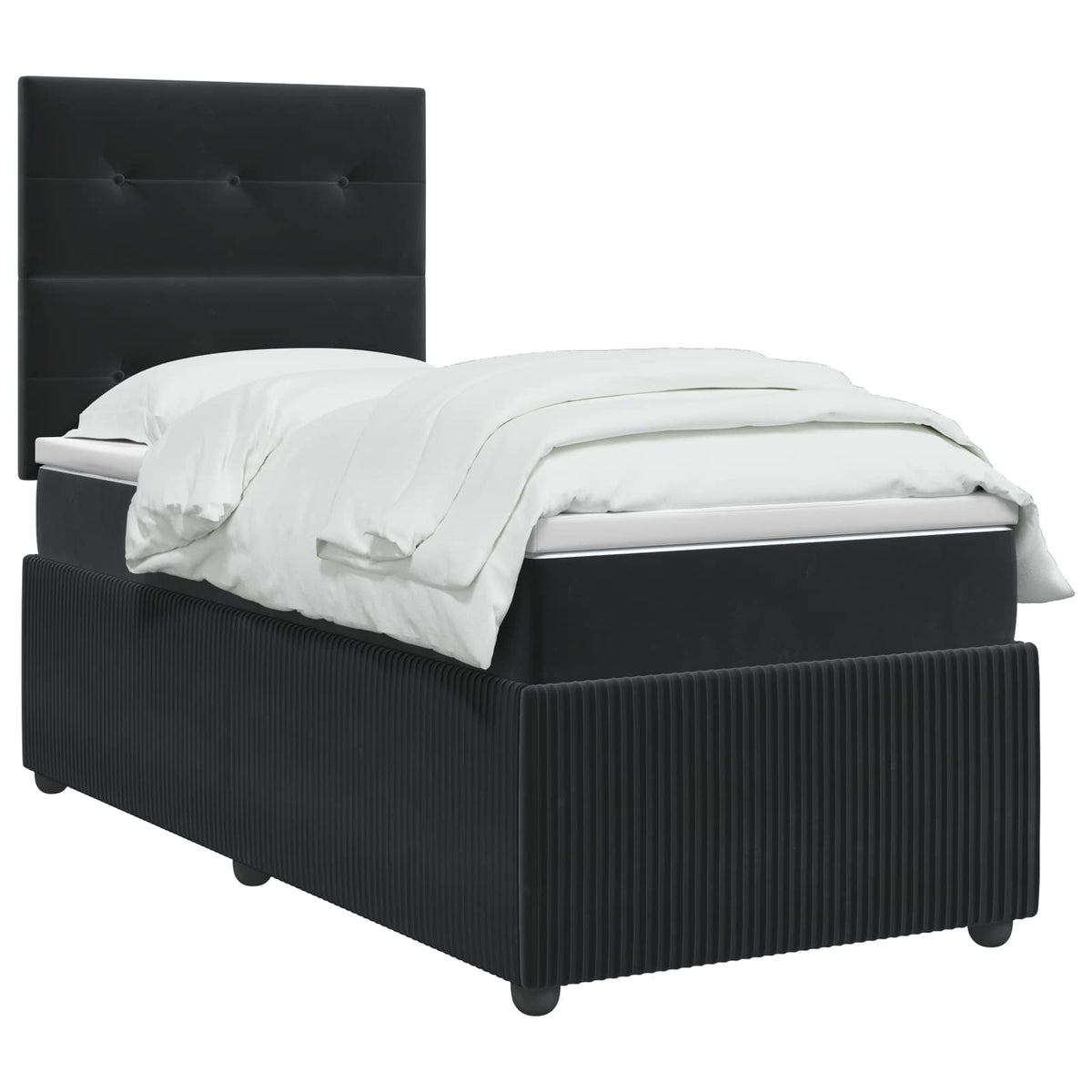 Letto box spring con materasso Nero 90 x 200 cm Velluto | homemem39