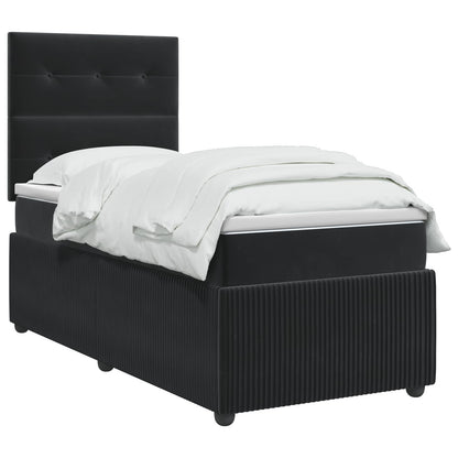 Letto box spring con materasso Nero 90 x 200 cm Velluto | homemem39
