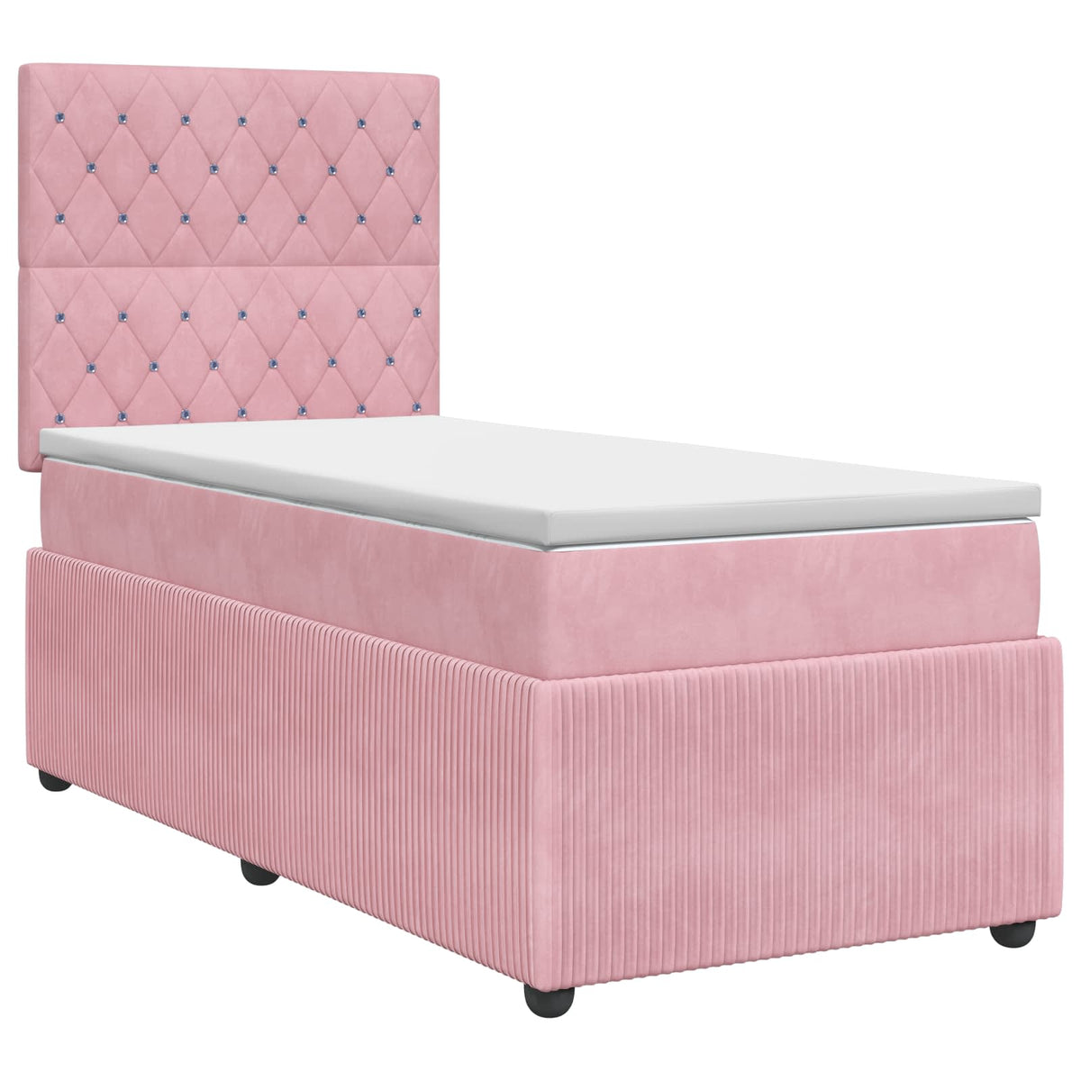 Letto box spring con materasso Rosa 100 x 200 cm Velluto | homemem39