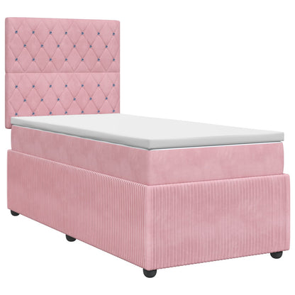 Letto box spring con materasso Rosa 100 x 200 cm Velluto | homemem39