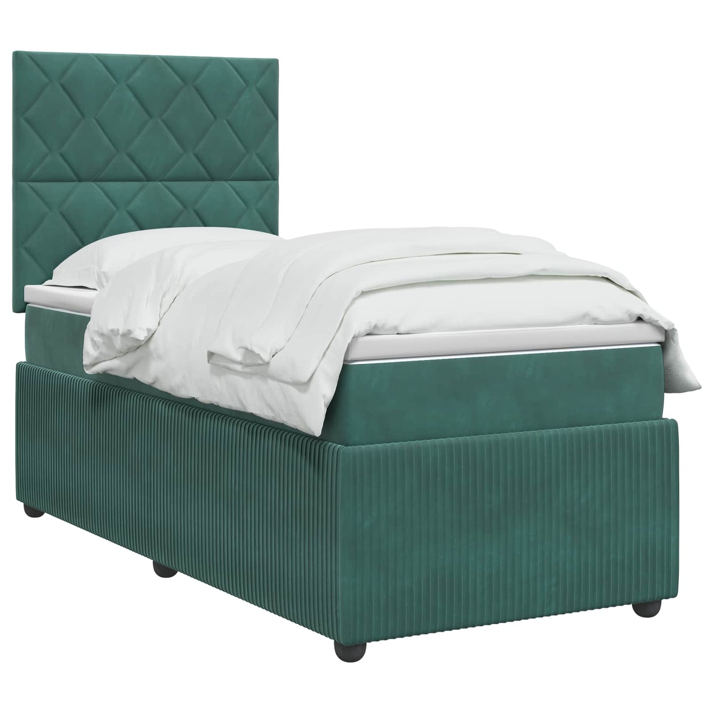 Letto box spring con materasso Verde Scuro 100 x 200 cm Velluto | homemem39