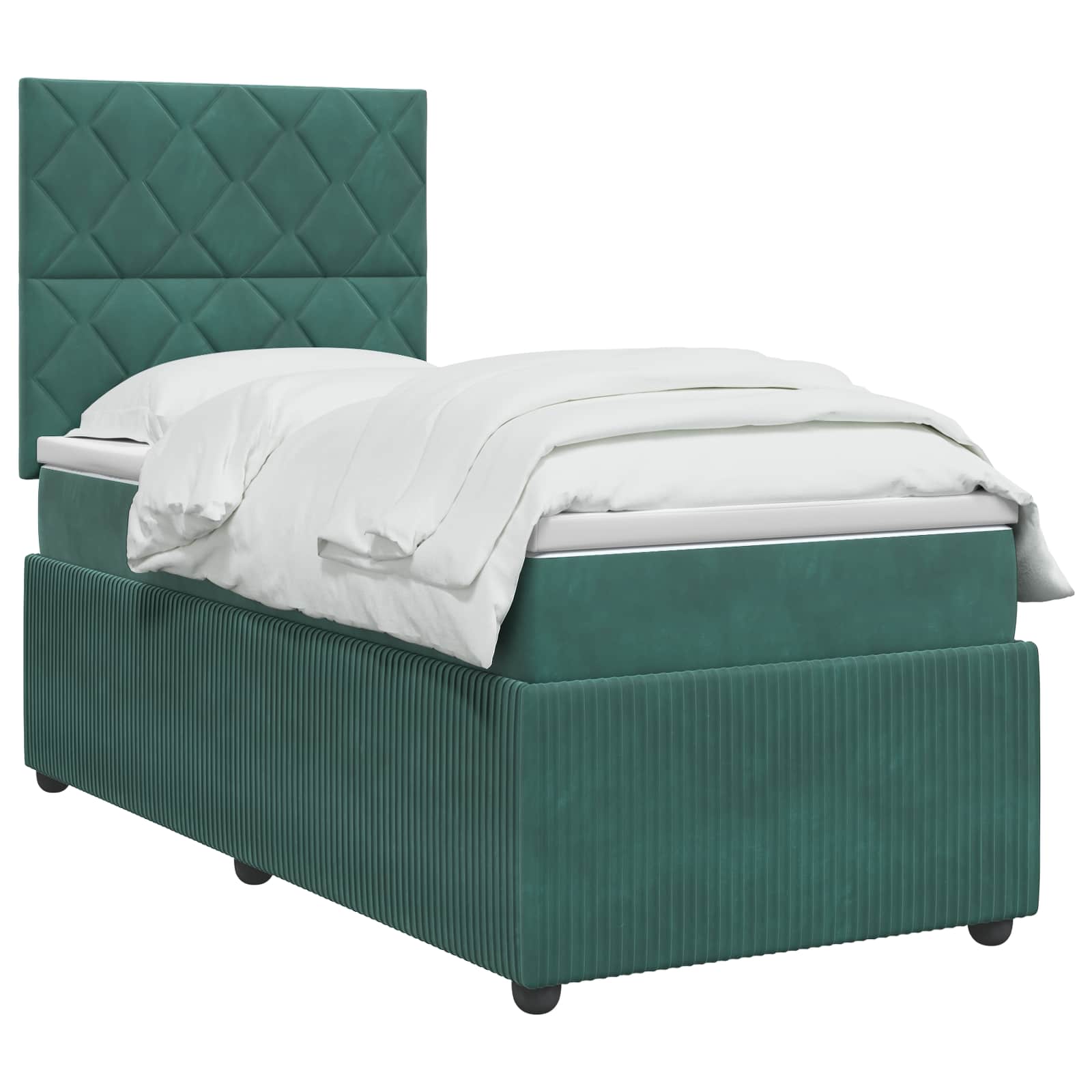 Letto box spring con materasso Verde Scuro 100 x 200 cm Velluto | homemem39