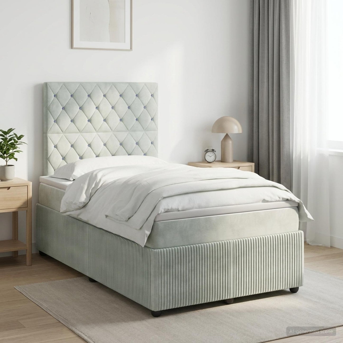 Letto box spring con materasso Grigio Chiaro 120 x 200 cm