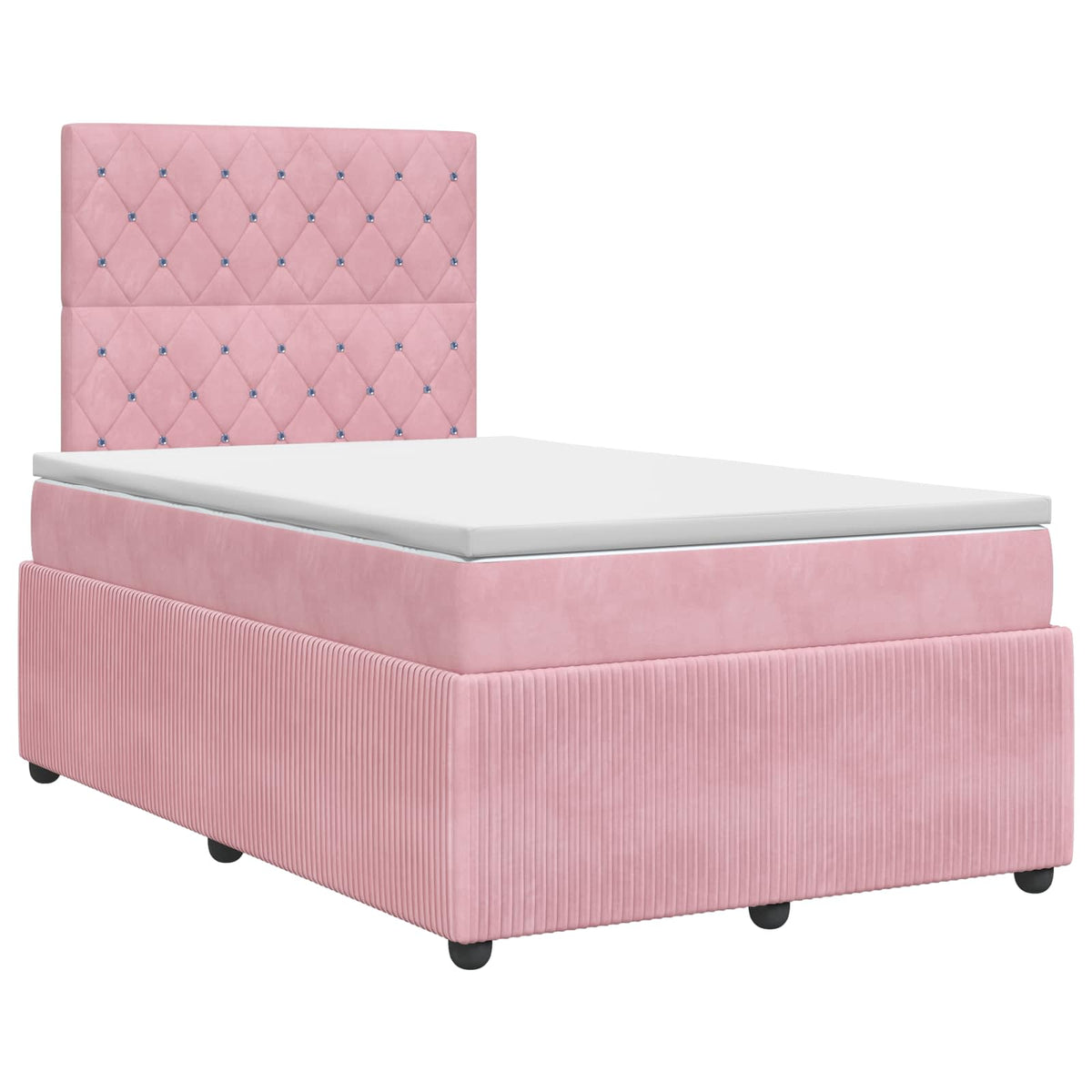 Letto box spring con materasso Rosa 120 x 190 cm Velluto | homemem39
