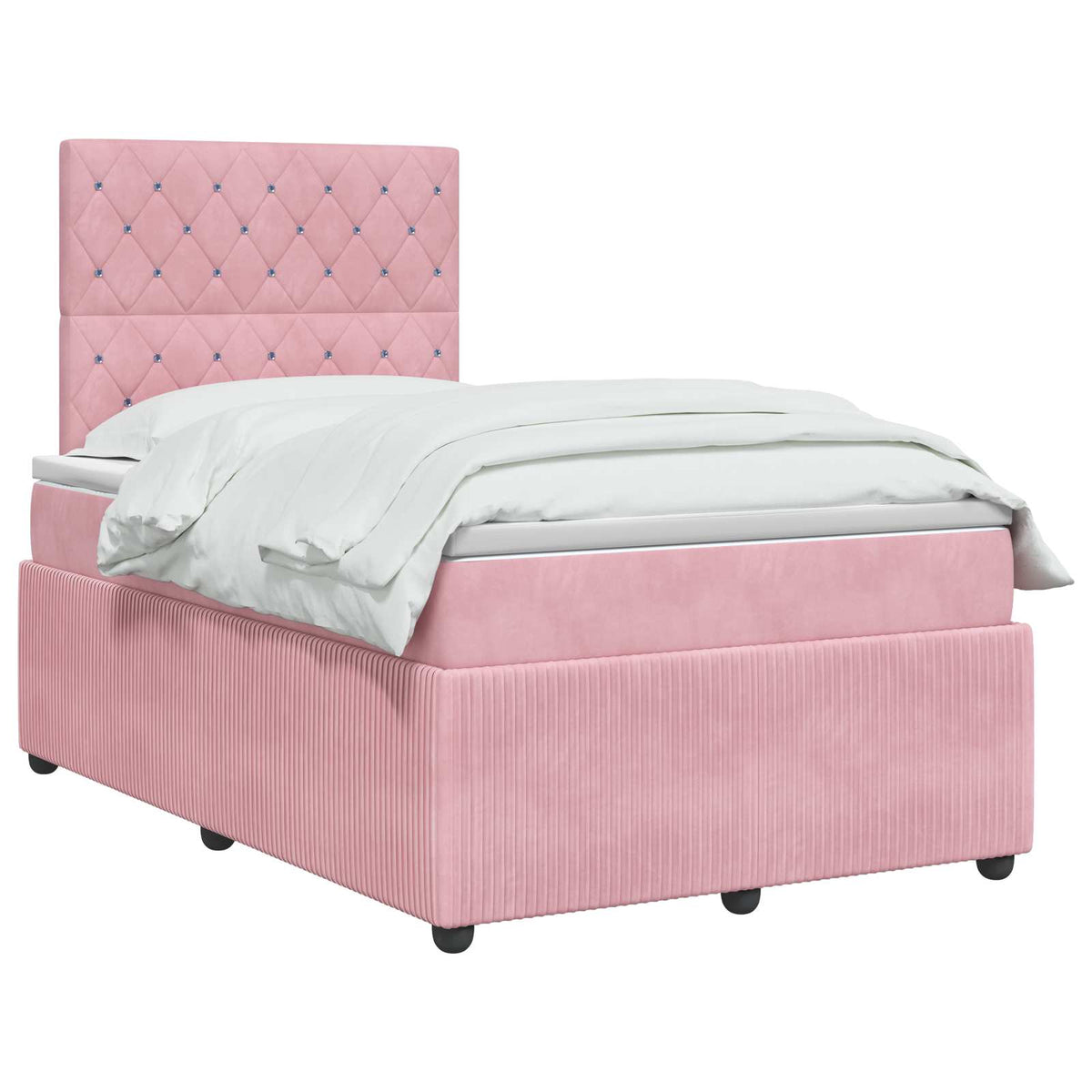 Letto box spring con materasso Rosa 120 x 190 cm Velluto | homemem39