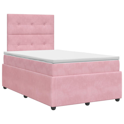 Letto box spring con materasso Rosa 120 x 190 cm Velluto