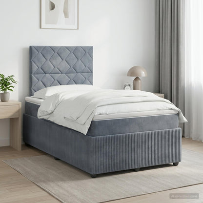 Letto box spring con materasso Grigio Scuro 120 x 200 cm