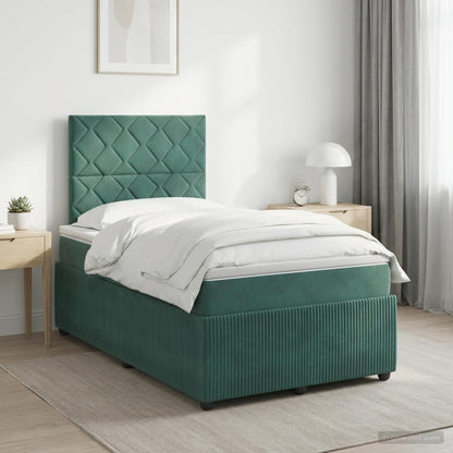 Letto box spring con materasso Verde Scuro 120 x 200 cm Velluto