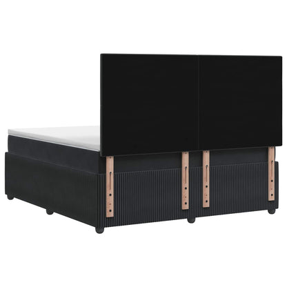 Letto box spring con materasso Nero 140 x 190 cm Velluto | homemem39