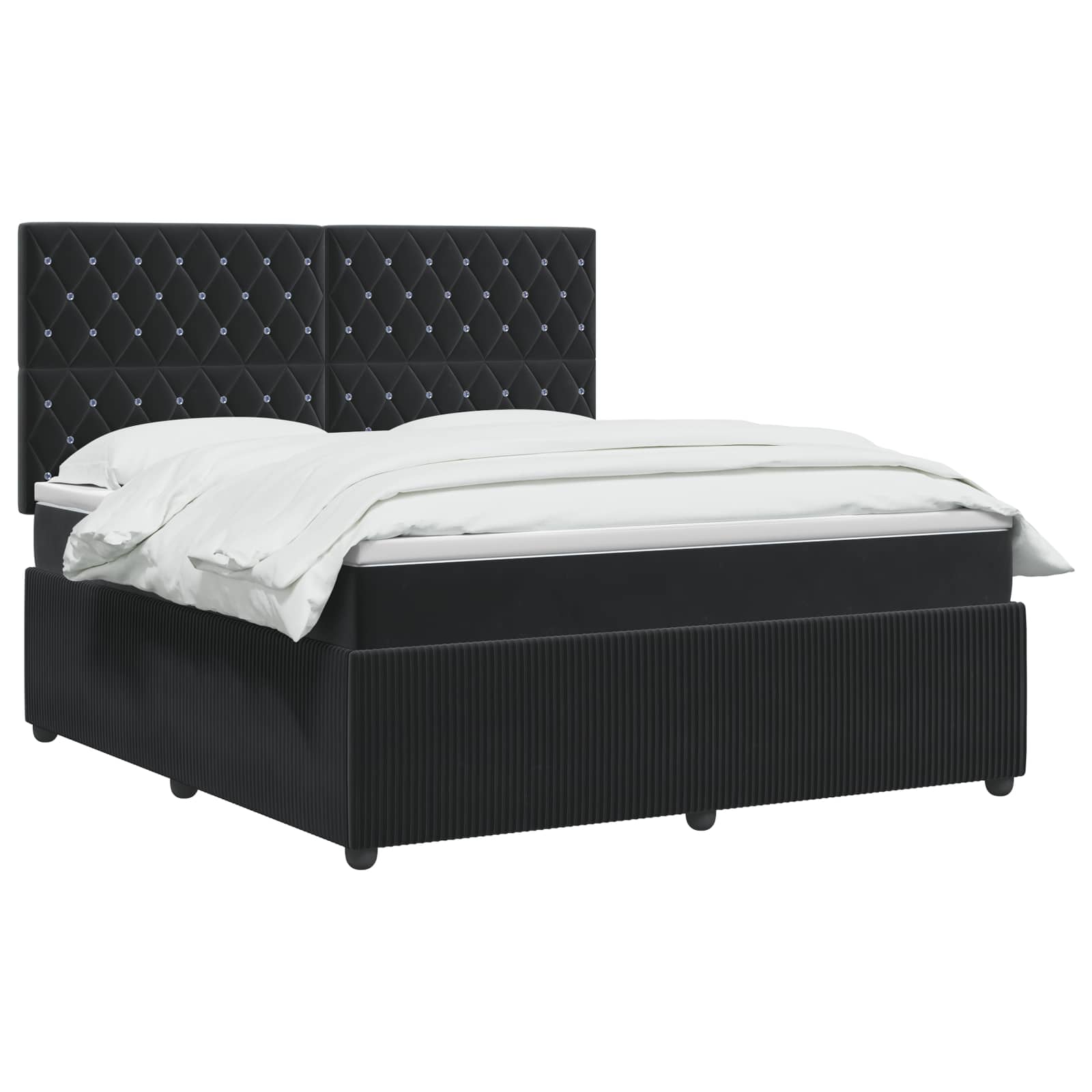 Letto box spring con materasso Nero 140 x 190 cm Velluto | homemem39