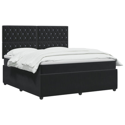 Letto box spring con materasso Nero 140 x 190 cm Velluto | homemem39