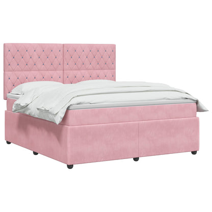 Letto box spring con materasso Rosa 140 x 190 cm Velluto | homemem39