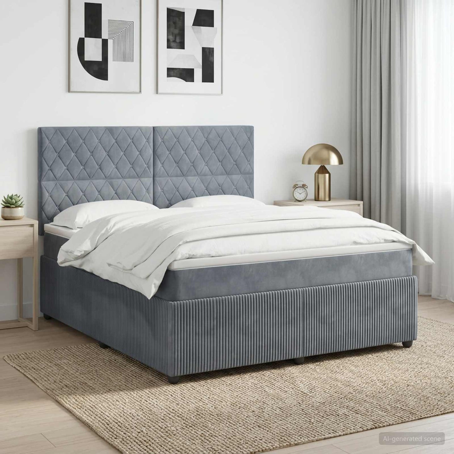 Letto box spring con materasso Grigio Scuro 160 x 200 cm | homemem39