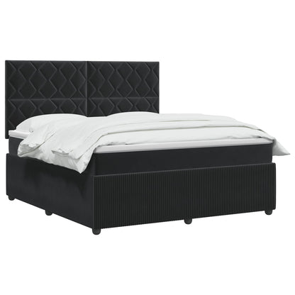 Letto box spring con materasso Nero 180 x 200 cm Velluto - homemem39