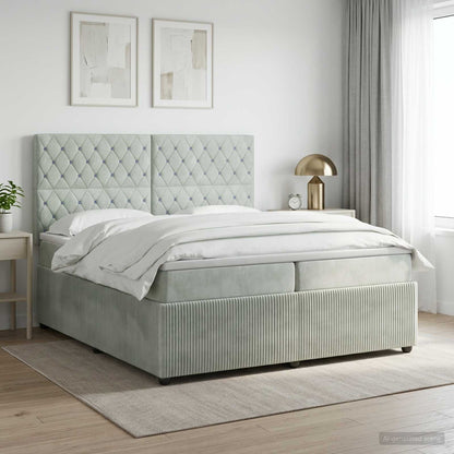 Letto box spring con materasso Grigio Chiaro 200 x 200 cm | homemem39