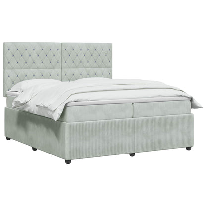 Letto box spring con materasso Grigio Chiaro 200 x 200 cm | homemem39