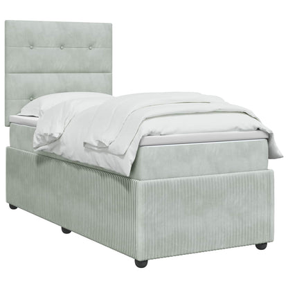 Letto box spring con materasso Grigio Chiaro Singolo Velluto