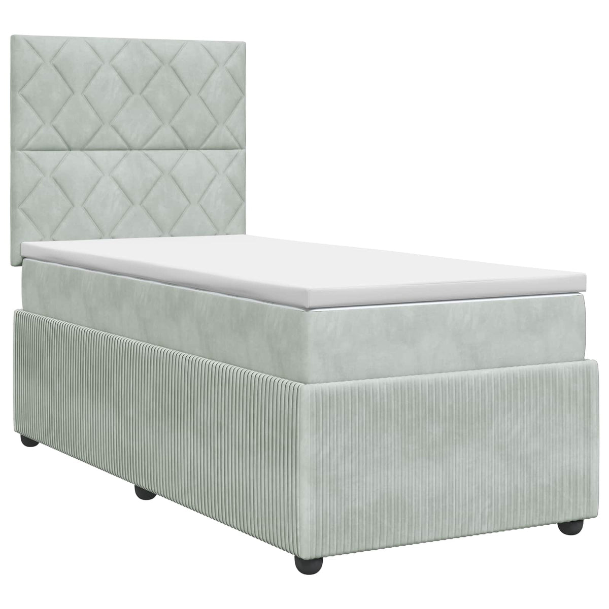 Letto box spring con materasso Grigio Chiaro Singolo Velluto | homemem39