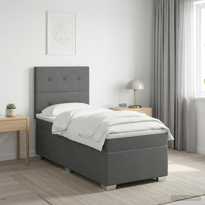Letto box spring con materasso Grigio Scuro 90 x 190 cm Tessuto | homemem39