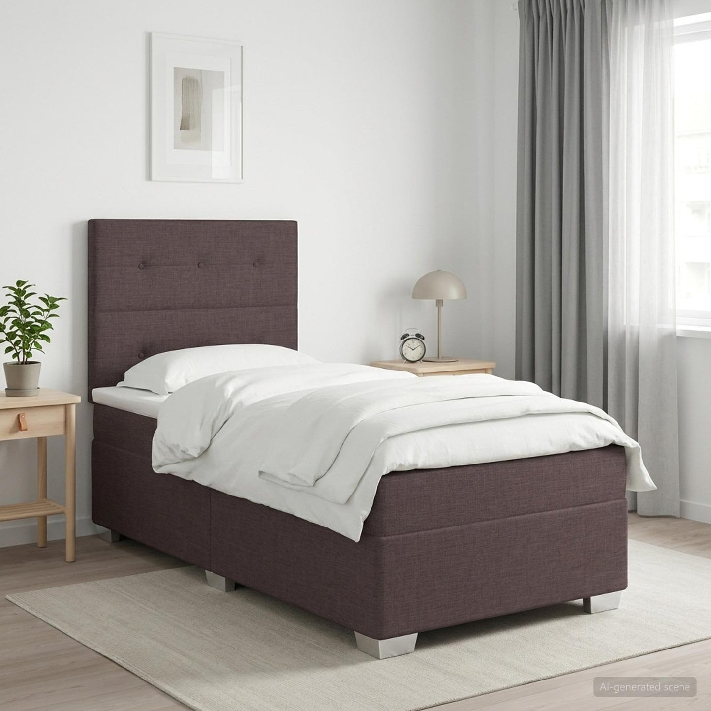 Letto box spring con materasso Marrone Scuro 100 x 200 cm