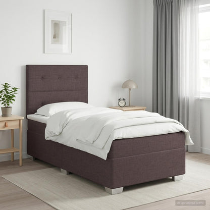 Letto box spring con materasso Marrone Scuro 100 x 200 cm