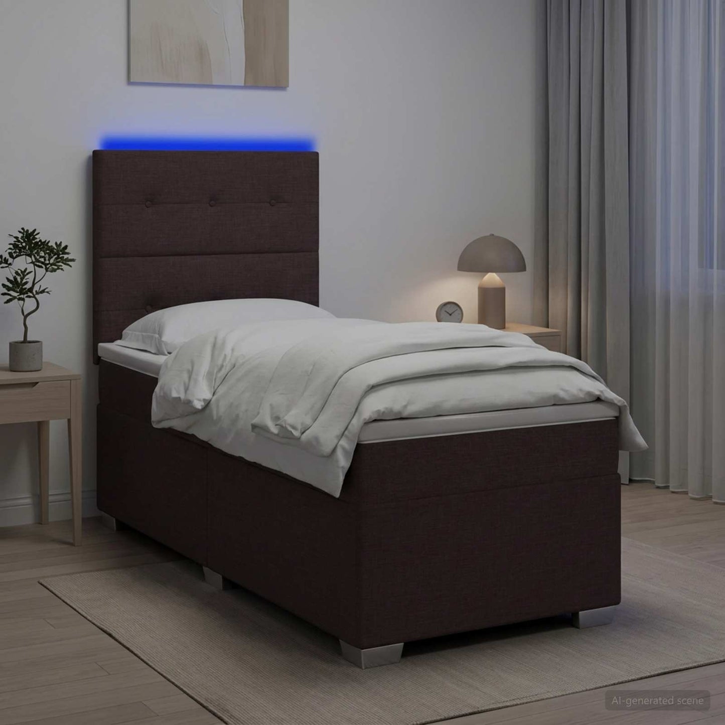 Letto box spring con materasso Marrone Scuro 100 x 200 cm | homemem39