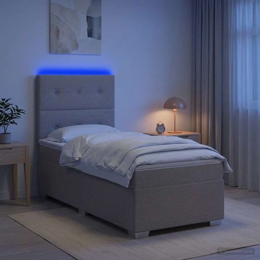 Letto box spring con materasso Tortora 100 x 200 cm Tessuto