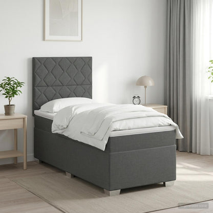 Letto box spring con materasso Grigio Scuro 80 x 200 cm Tessuto | homemem39