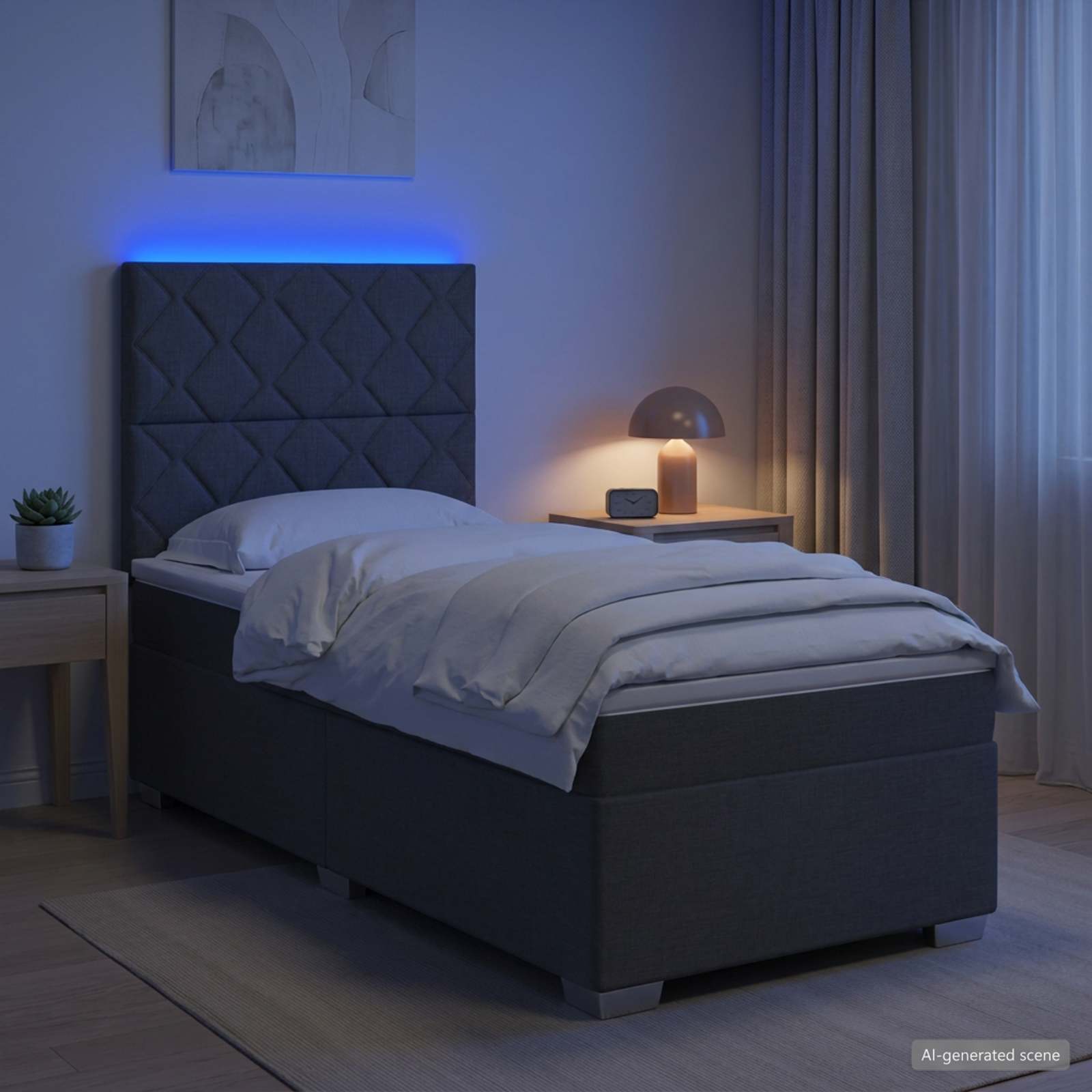 Letto box spring con materasso Grigio Scuro 80 x 200 cm Tessuto | homemem39