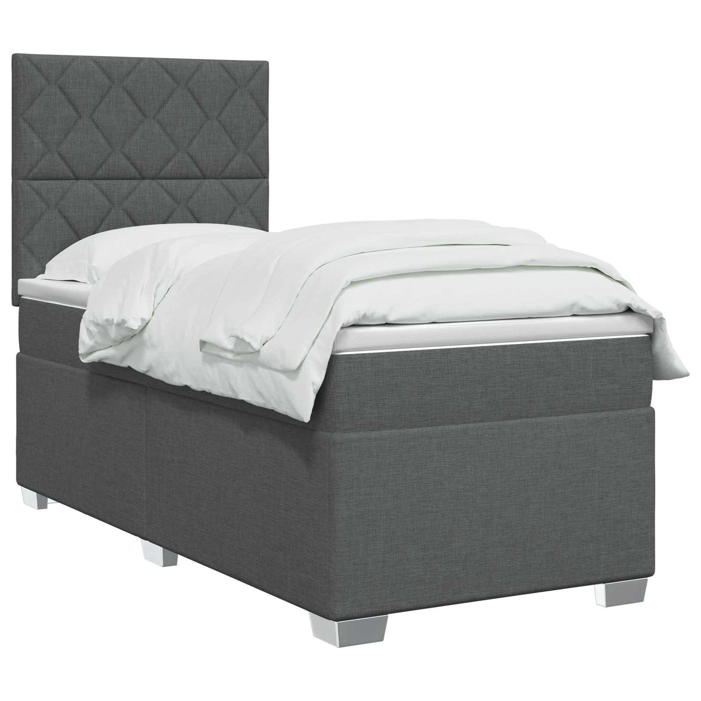 Letto box spring con materasso Grigio Scuro 80 x 200 cm Tessuto | homemem39