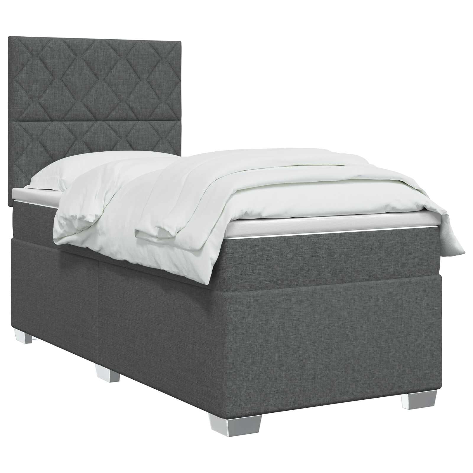 Letto box spring con materasso Grigio Scuro 80 x 200 cm Tessuto | homemem39