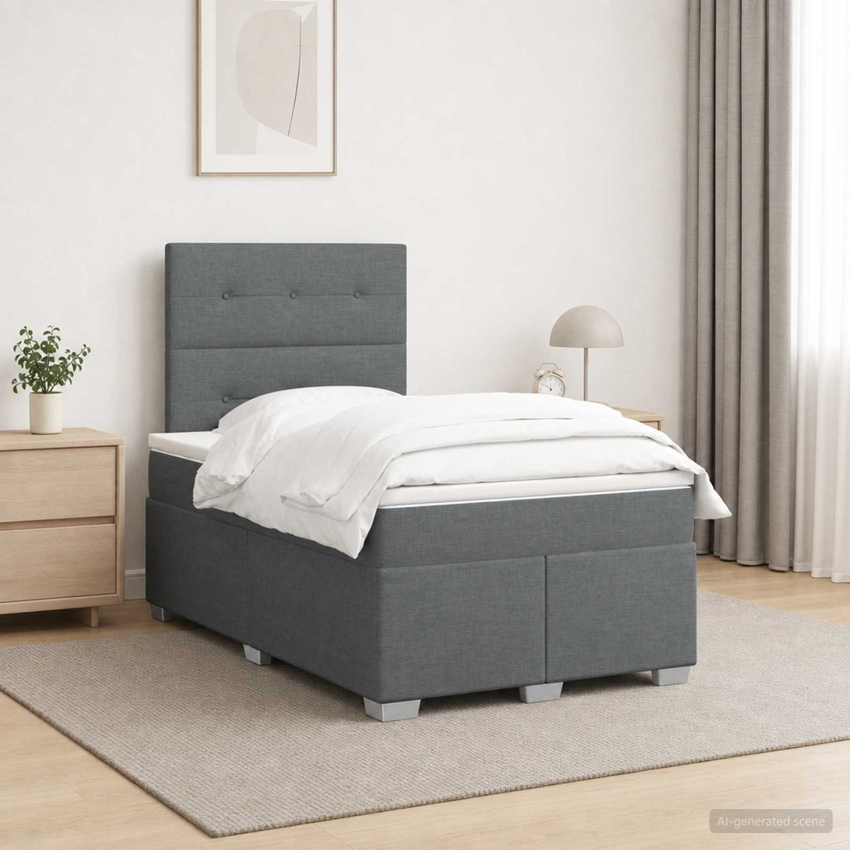 Letto box spring con materasso Grigio Scuro 120 x 190 cm | homemem39