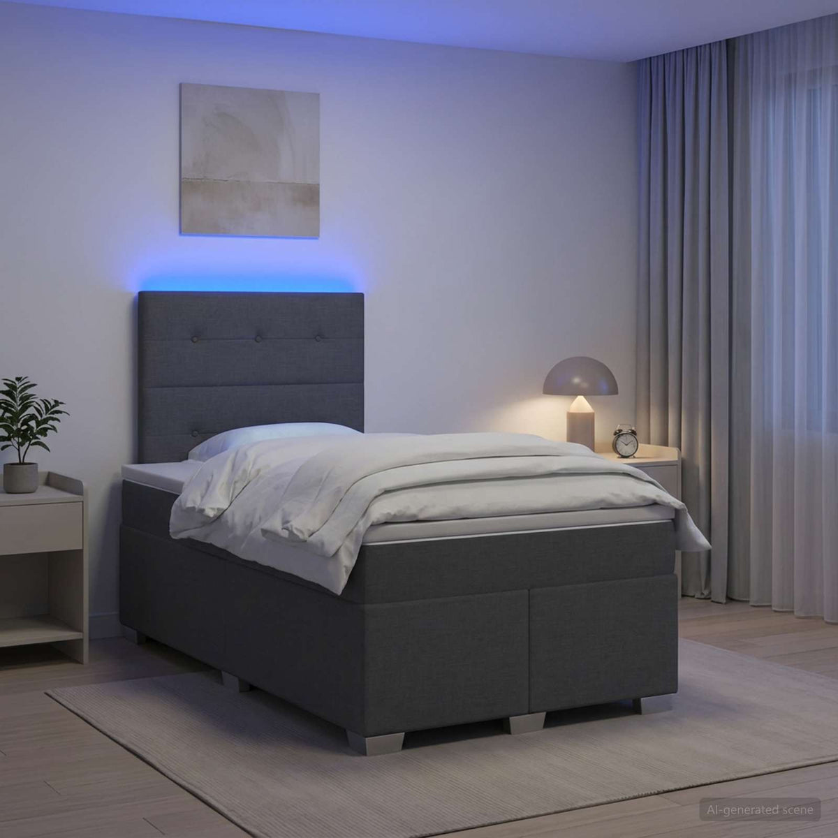 Letto box spring con materasso Grigio Scuro 120 x 200 cm | homemem39
