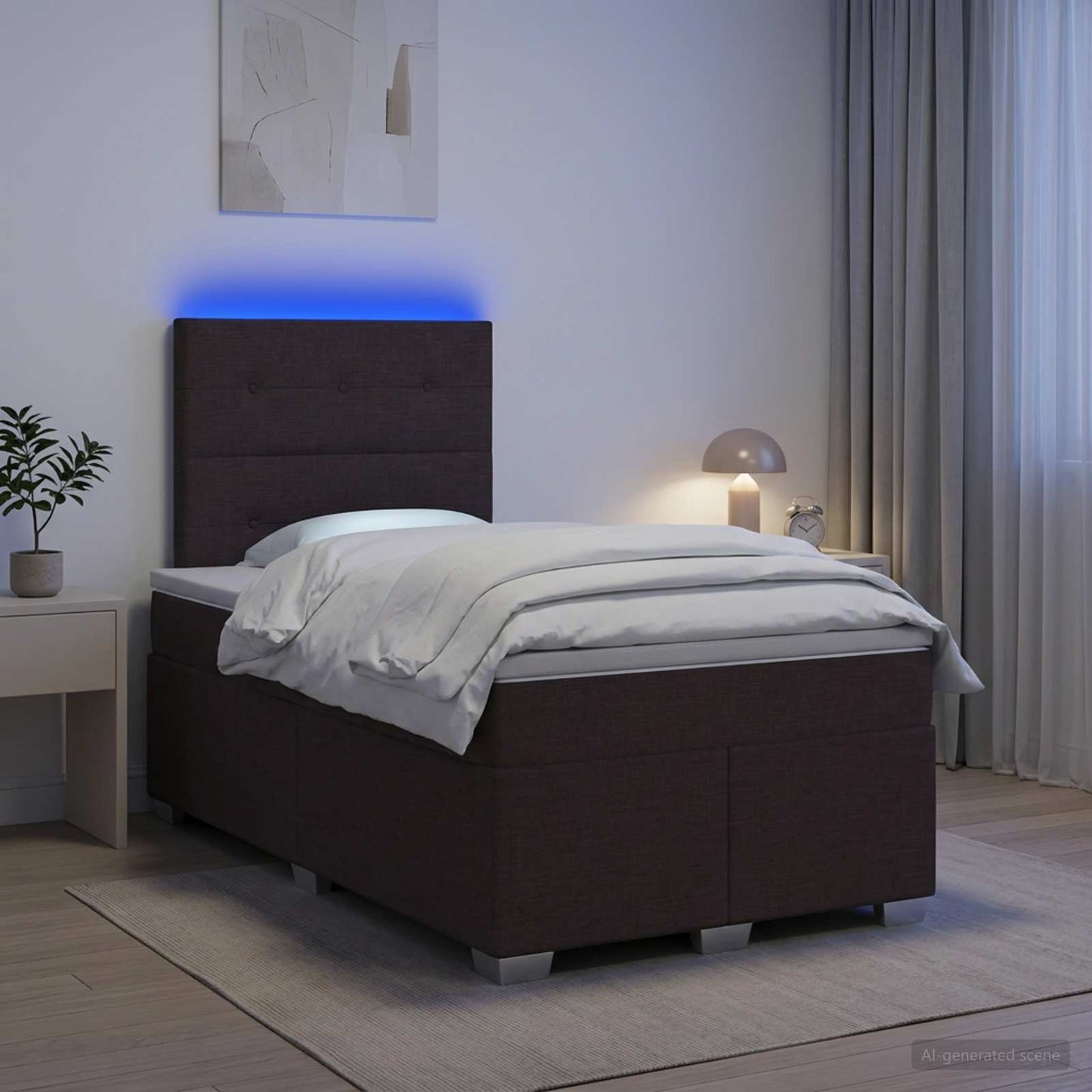 Letto box spring con materasso Marrone Scuro 120 x 190 cm