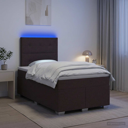 Letto box spring con materasso Marrone Scuro 120 x 190 cm