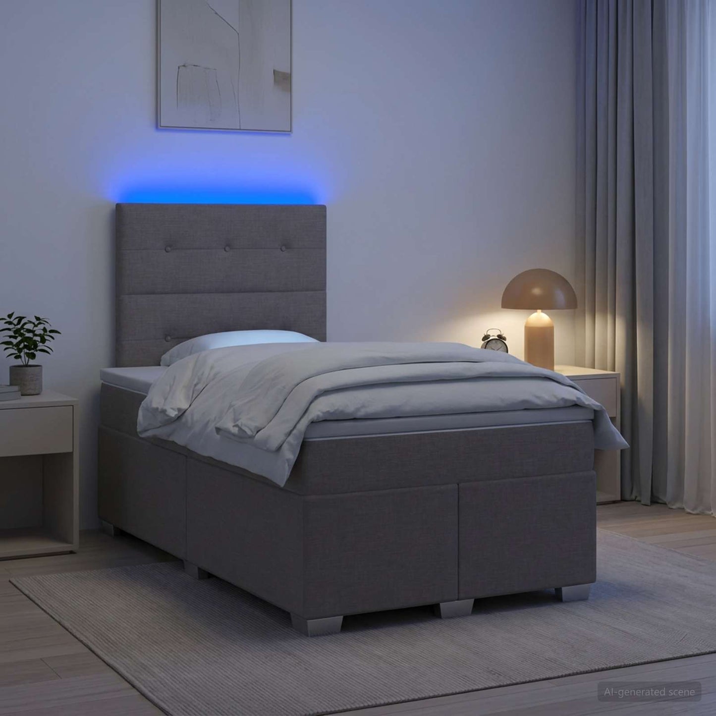 Letto box spring con materasso Tortora 120 x 200 cm Tessuto
