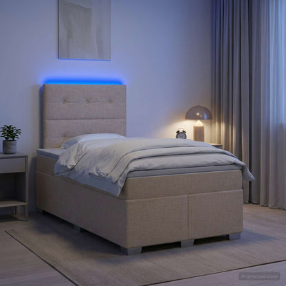 Letto box spring con materasso Crema 120 x 200 cm Tessuto - homemem39