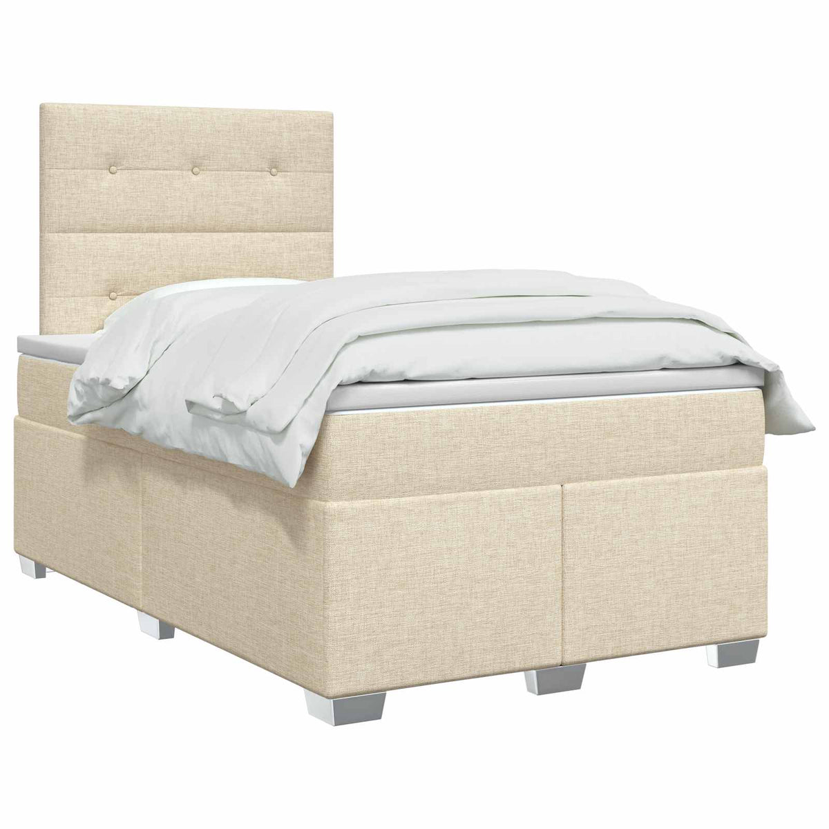 Letto box spring con materasso Crema 120 x 190 cm Tessuto | homemem39